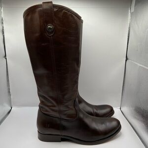 Frye Tall Brown Leather Riding Boots Women’s 10B Classic Pull-On